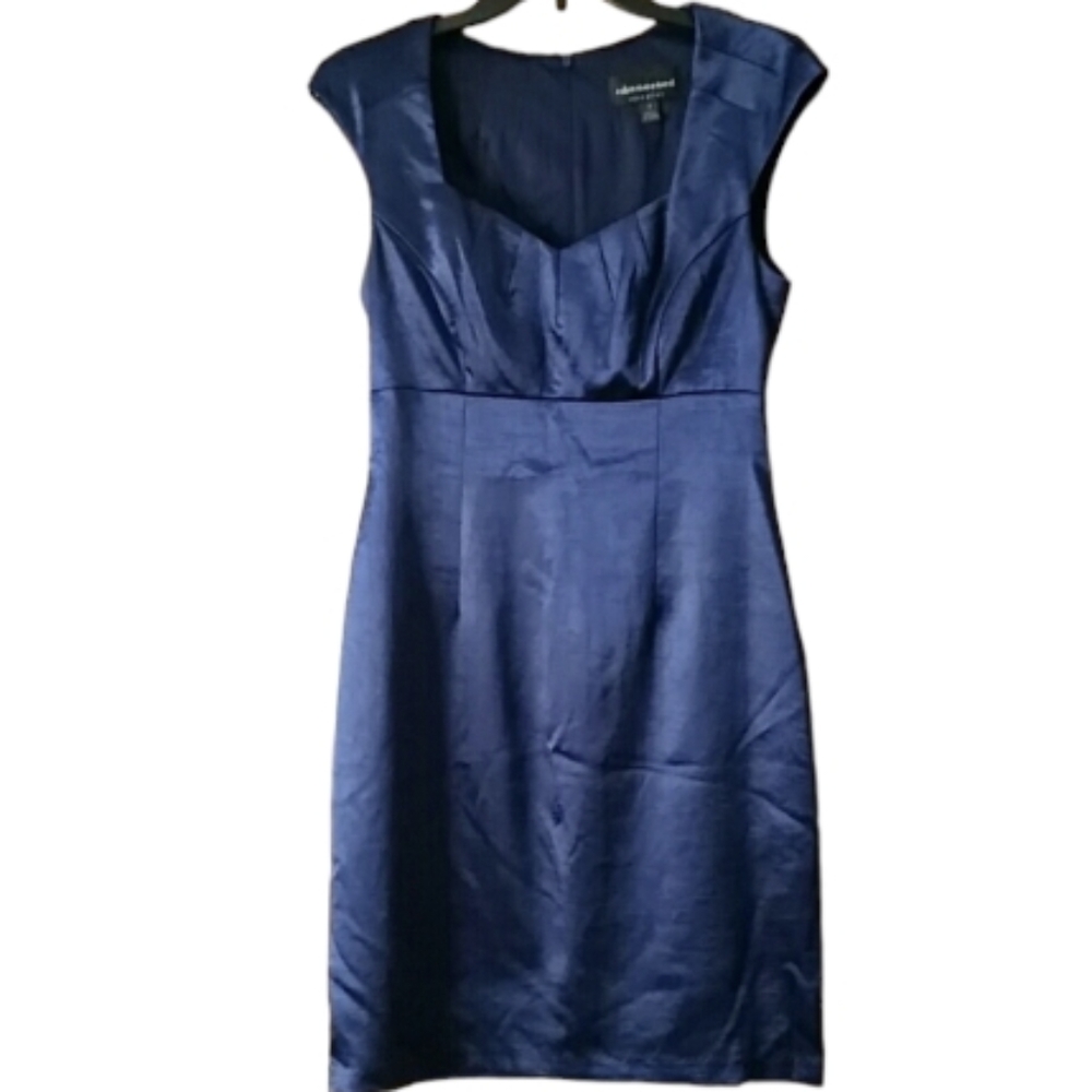 Connected‎ Apparel Womans Metallic Navy  Short Sleeve Cocktail Dress Size 8